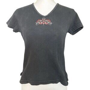 Harley Davidson T Shirt Faded Black Small Embroidered Austin Texas Biker